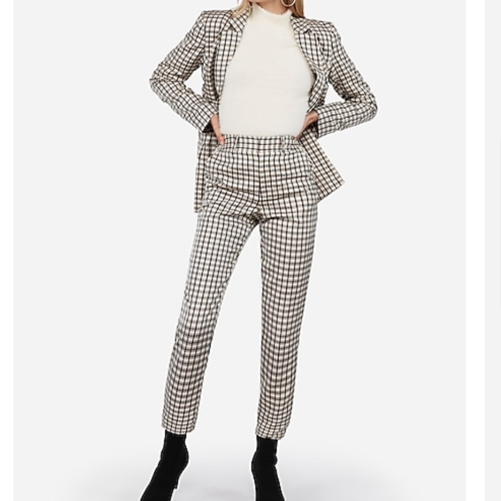 Express x Negin High Waisted Plaid Dress Pants